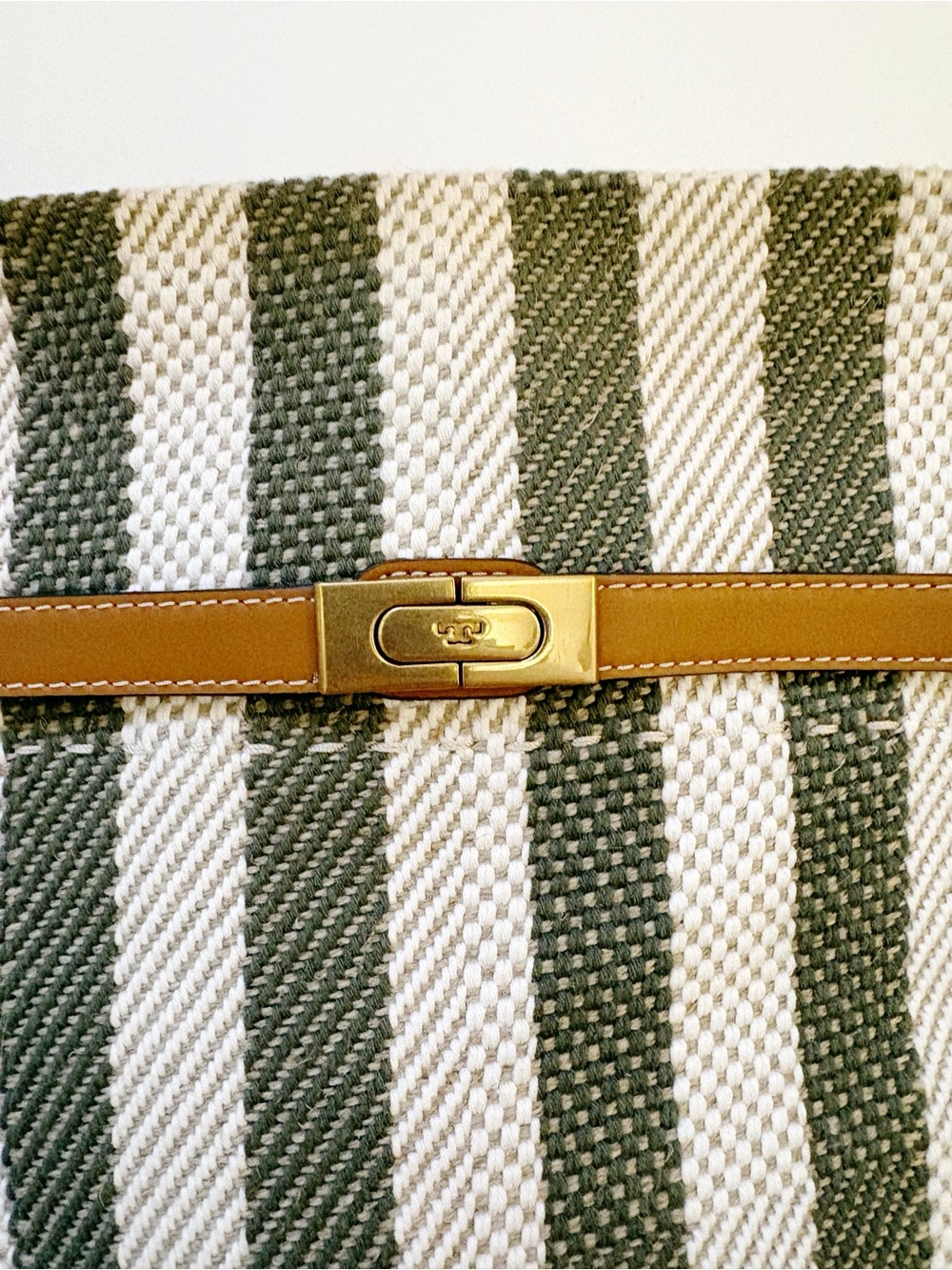 Tory Burch Lee Radziwill Stripe Leather Small Double Bag - Picture 9 of 11